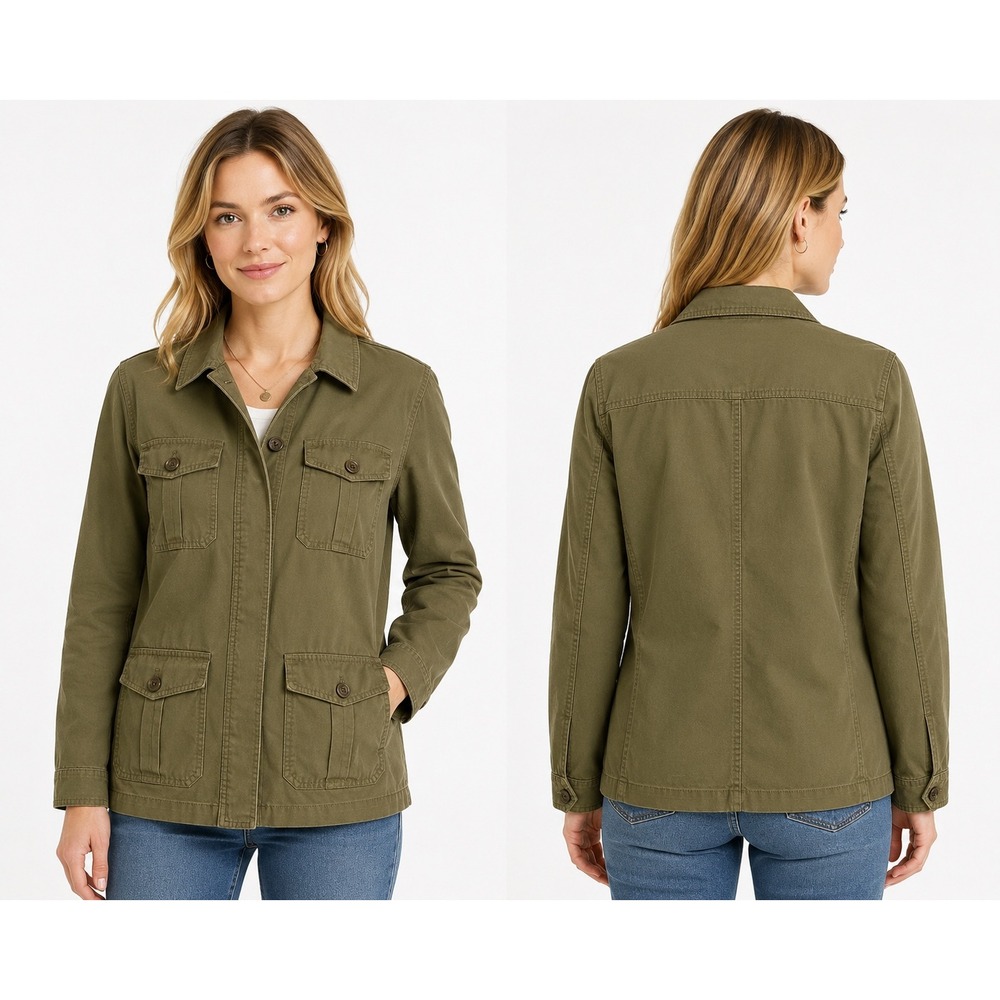 Fat Face Womens Olive Green Cotton Utility Field Jacket Size US 8‎ UK 12